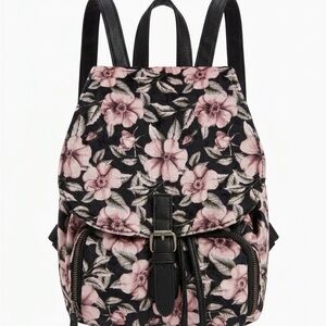 Floral Print Pink and Black Women's Backpack